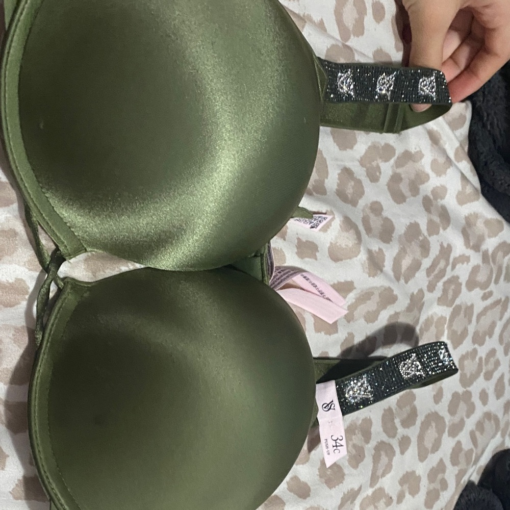 Victoria's Secret Olive Satin Bra